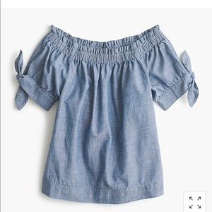 Off-the-shoulder chambray top